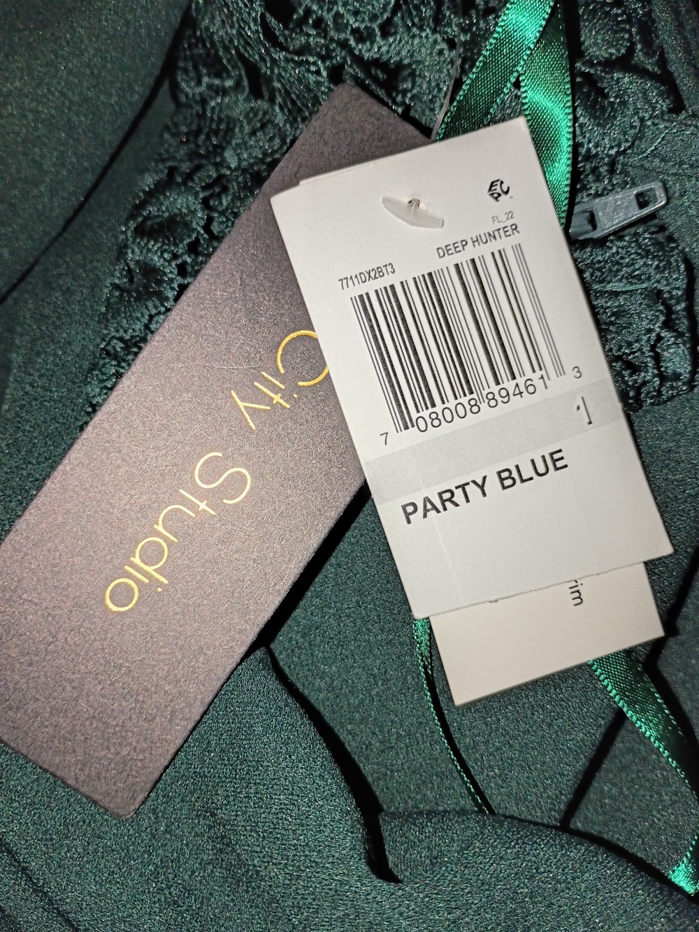 City Studio Deep Hunter Green Flared Sweetheart Lace Back Mini Dress Size 1 NWT - Picture 3 of 5